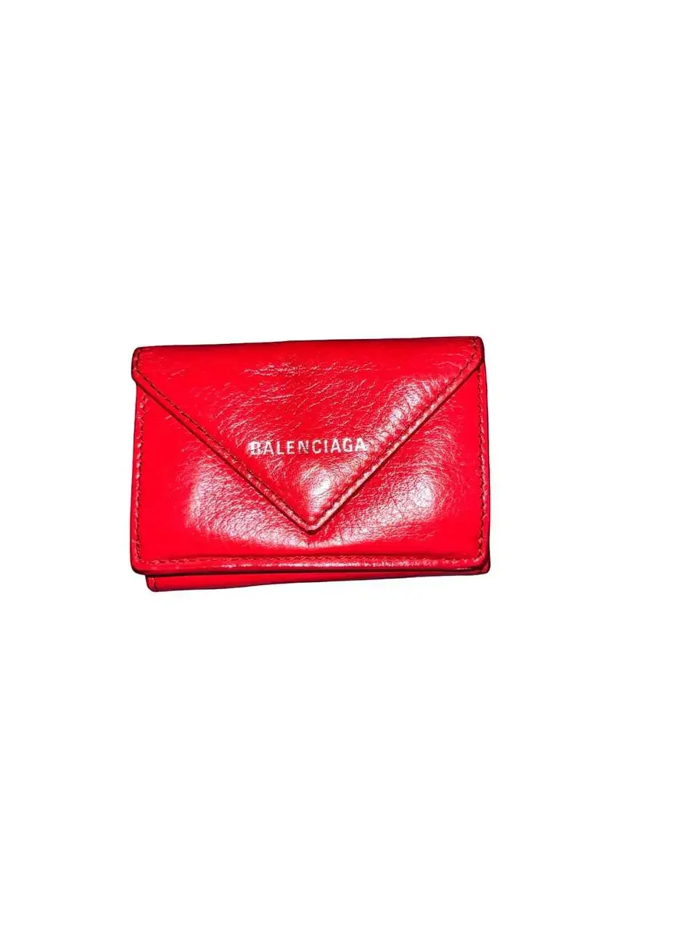 Balenciaga Papier Mini Trifold Wallet in Red Leather